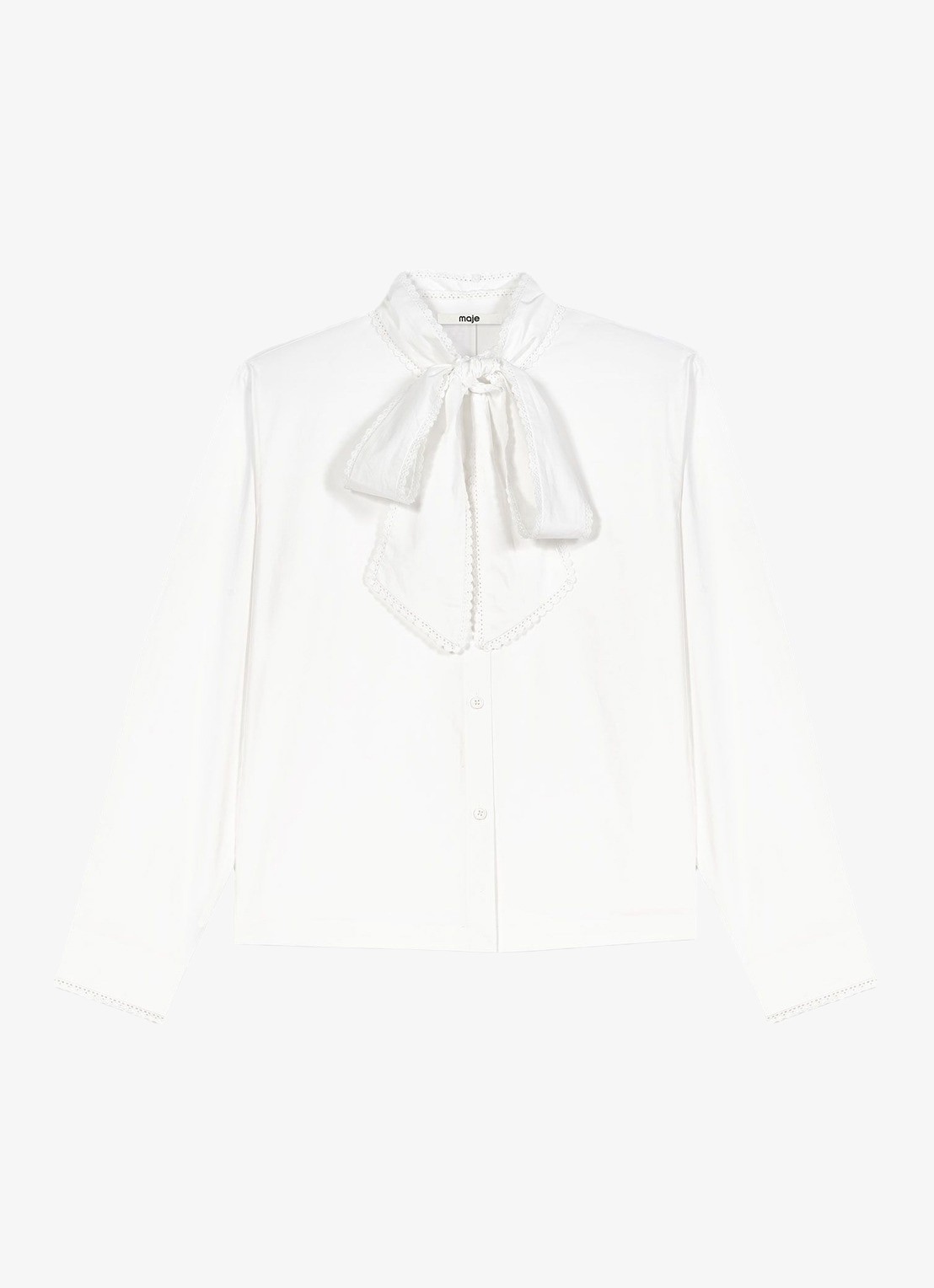 Maje Blouse met sjaalkraag - voorkant 4 white / wit