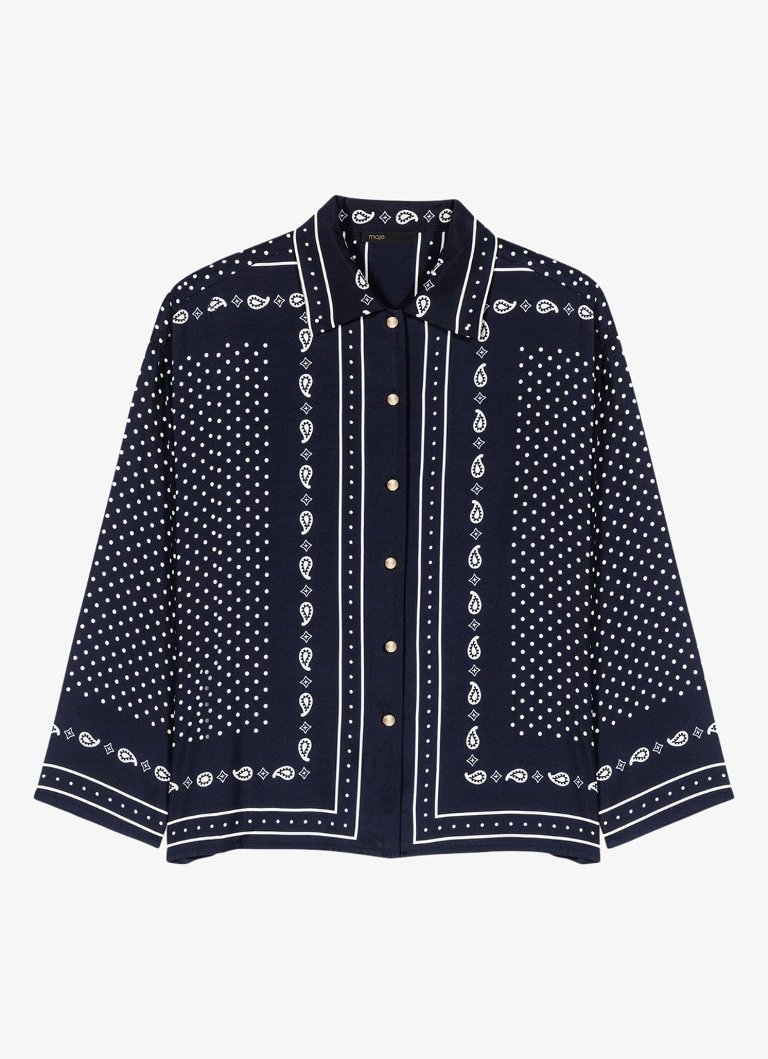 Maje Blouse met stippenprint - detail 4 donkerblauw