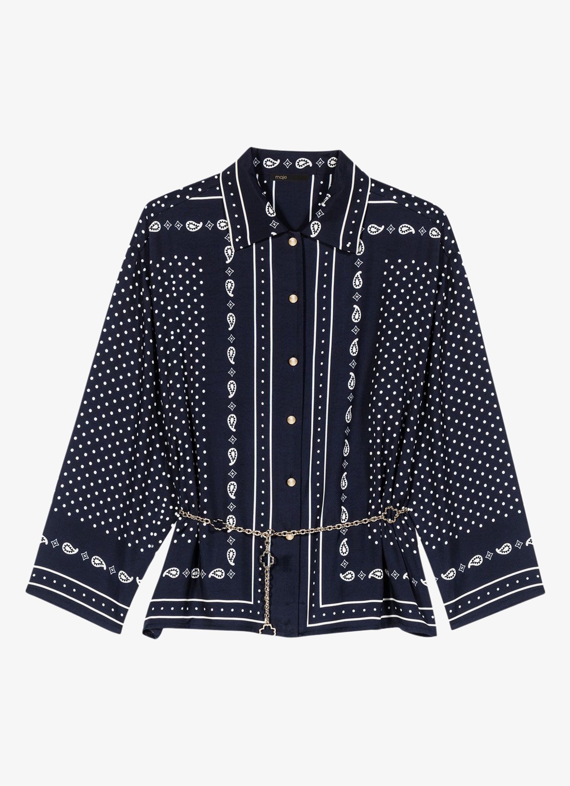 Maje Blouse met stippenprint - voorkant 6 donkerblauw