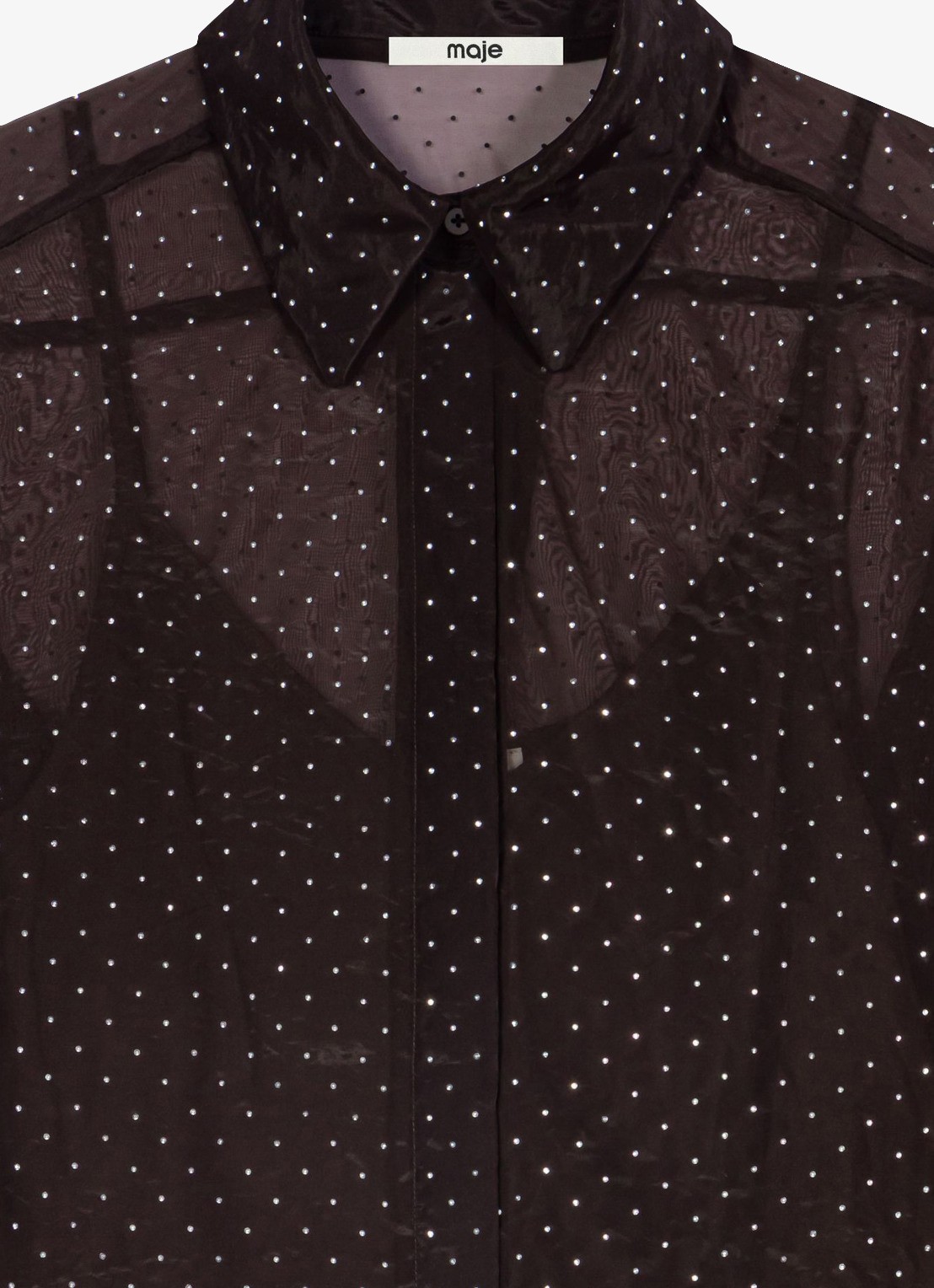 Maje Blouse met stippenprint - detail donkerbruin