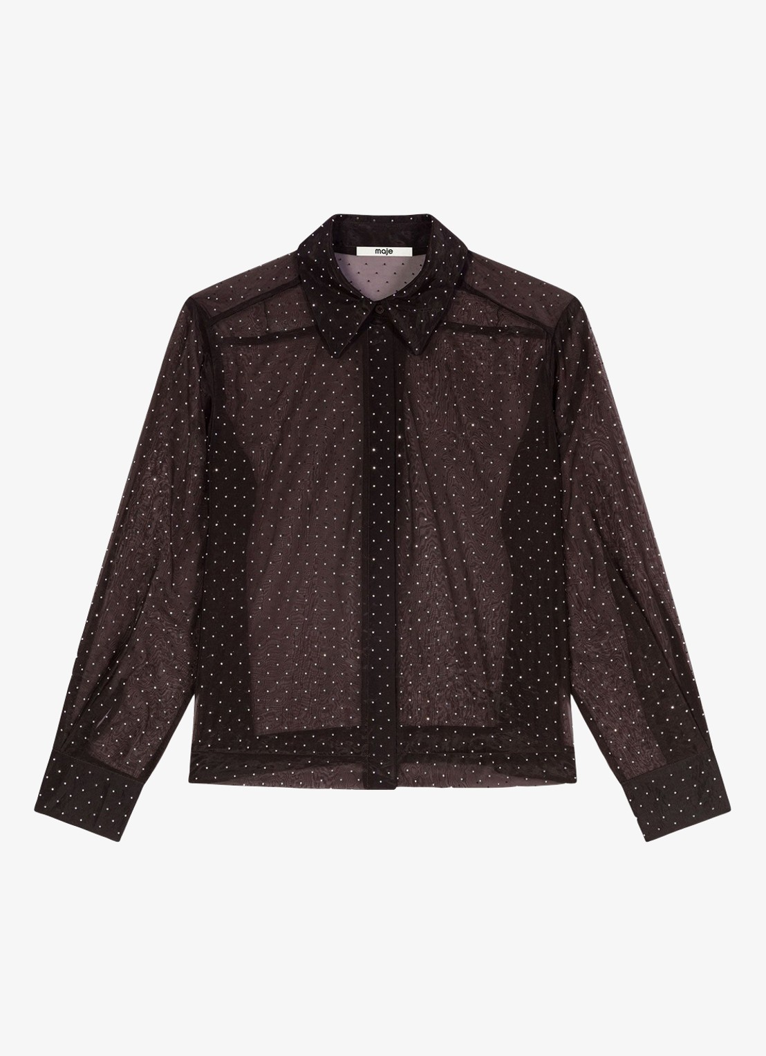 Maje Blouse met stippenprint - detail 2 donkerbruin