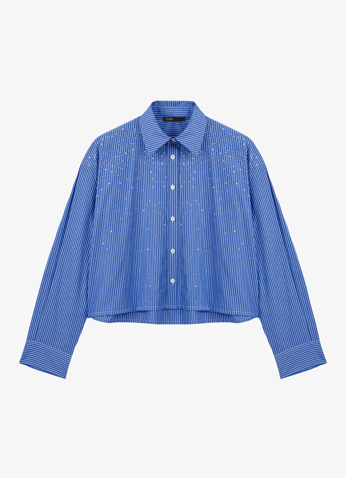 Maje Blouse met strass en afneembare sjaalkraag - detail 7 blauw