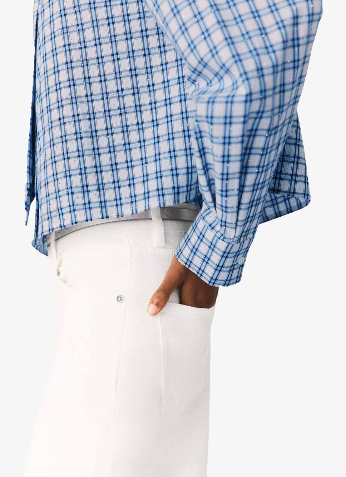 Maje Blouse met strass en afneembare stropdas - detail 7 blauw