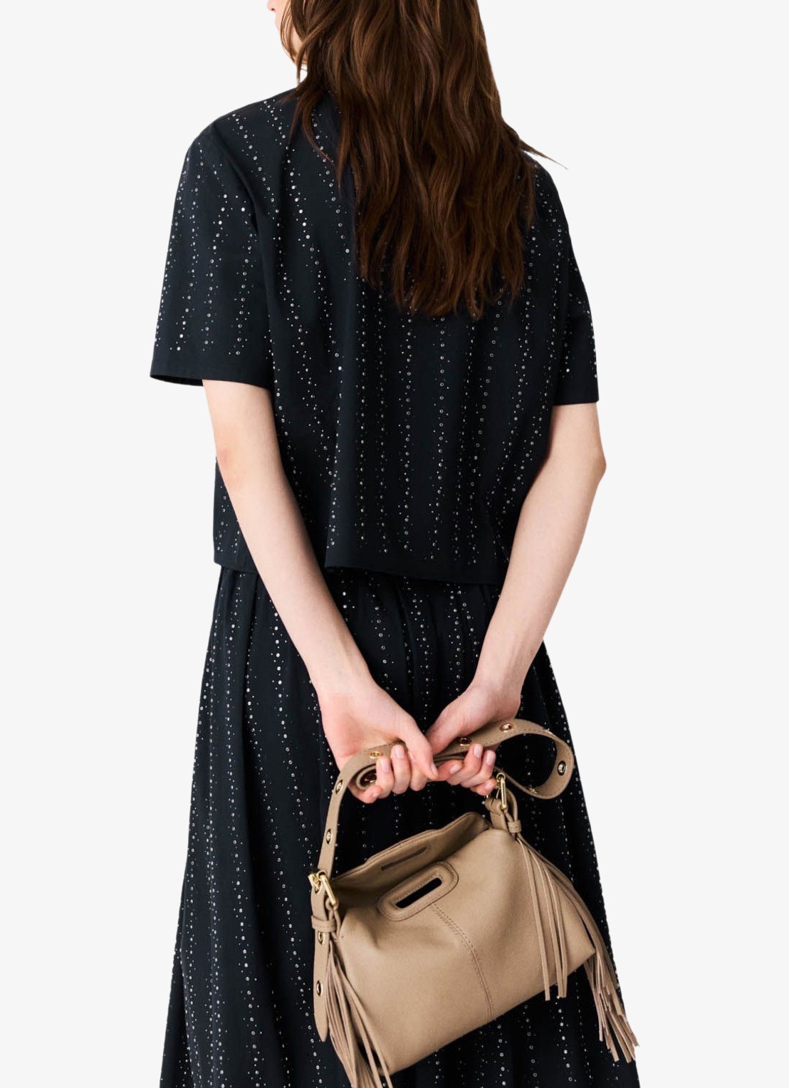 Maje Blouse met strass en borstzak - achterkant donkerblauw