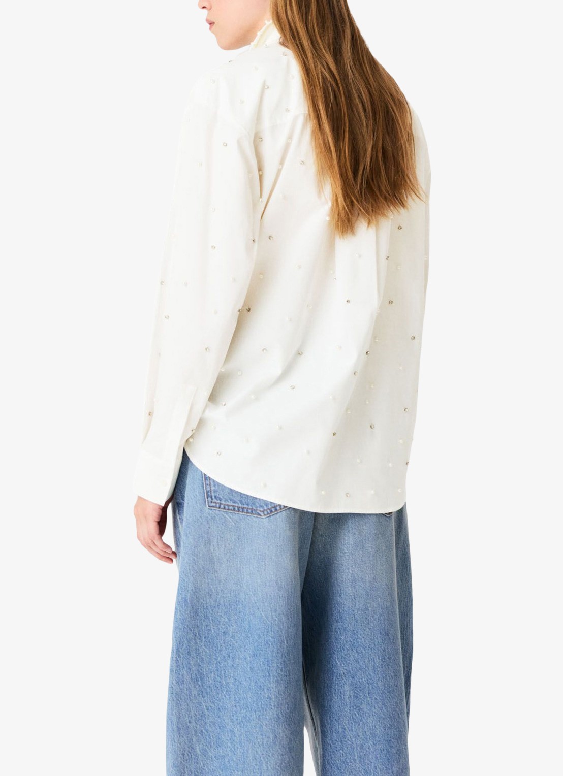 Maje Blouse met strass en imitatieparels - achterkant 3 gebroken wit