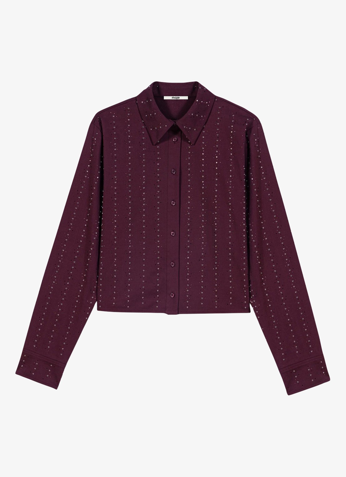 Maje Blouse met strass - voorkant bordeauxrood
