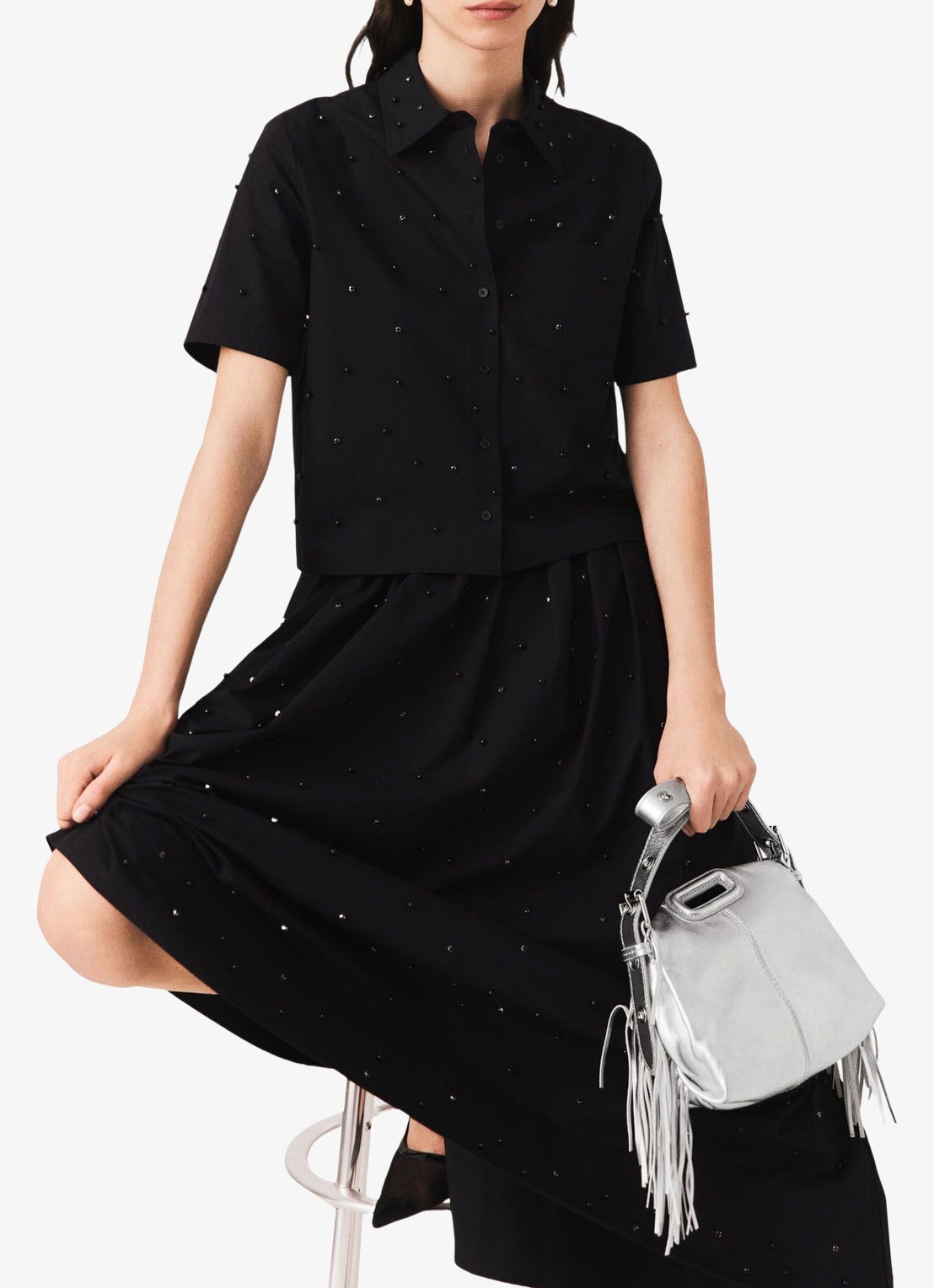 Maje Blouse met strass - detail 4 zwart
