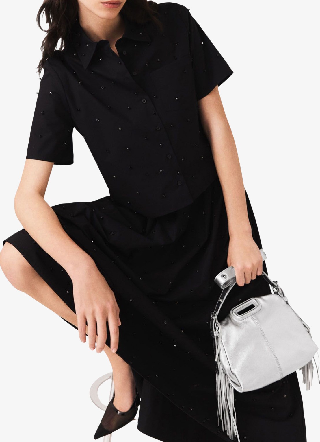 Maje Blouse met strass - detail 5 zwart