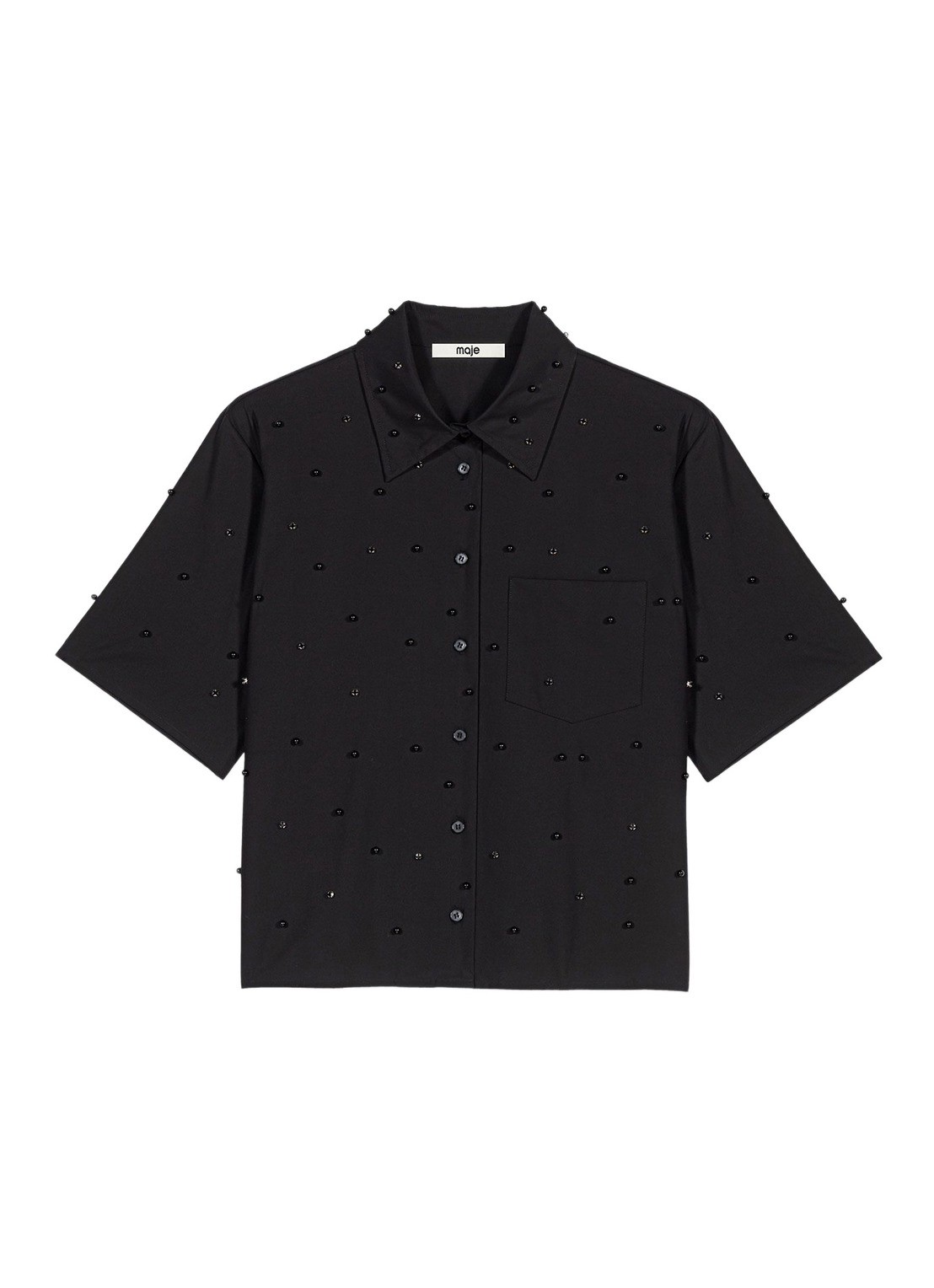 Maje Blouse met strass - voorkant 7 zwart