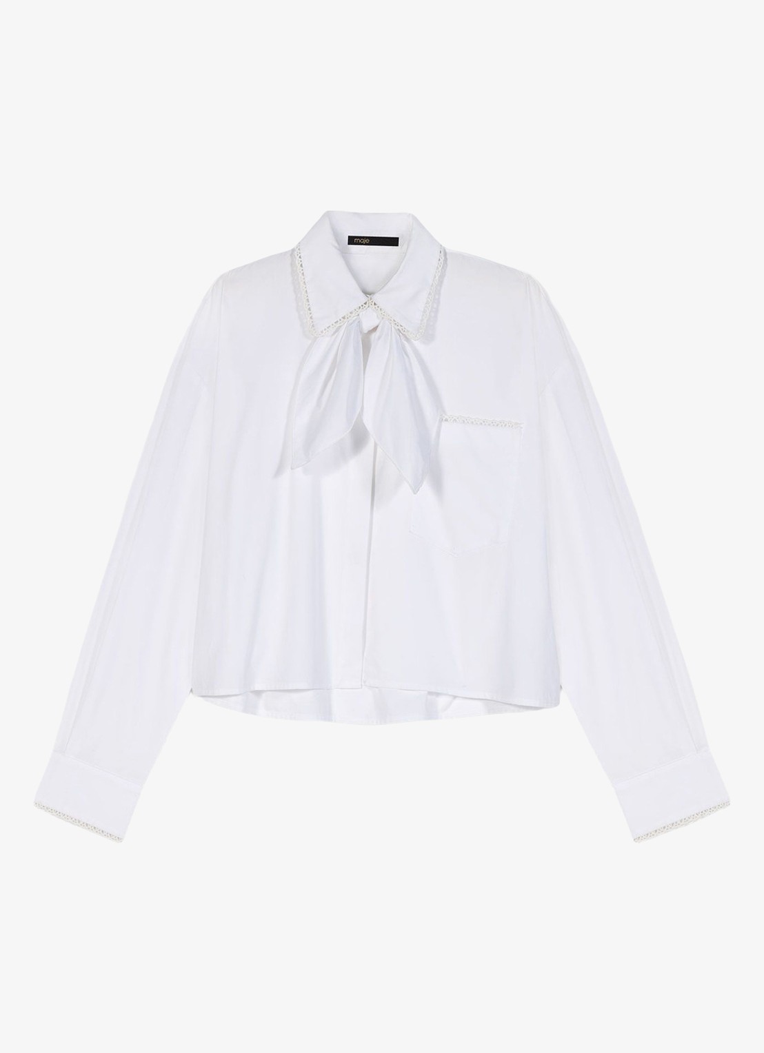 Maje Blouse met strikkraag - voorkant 2 wit
