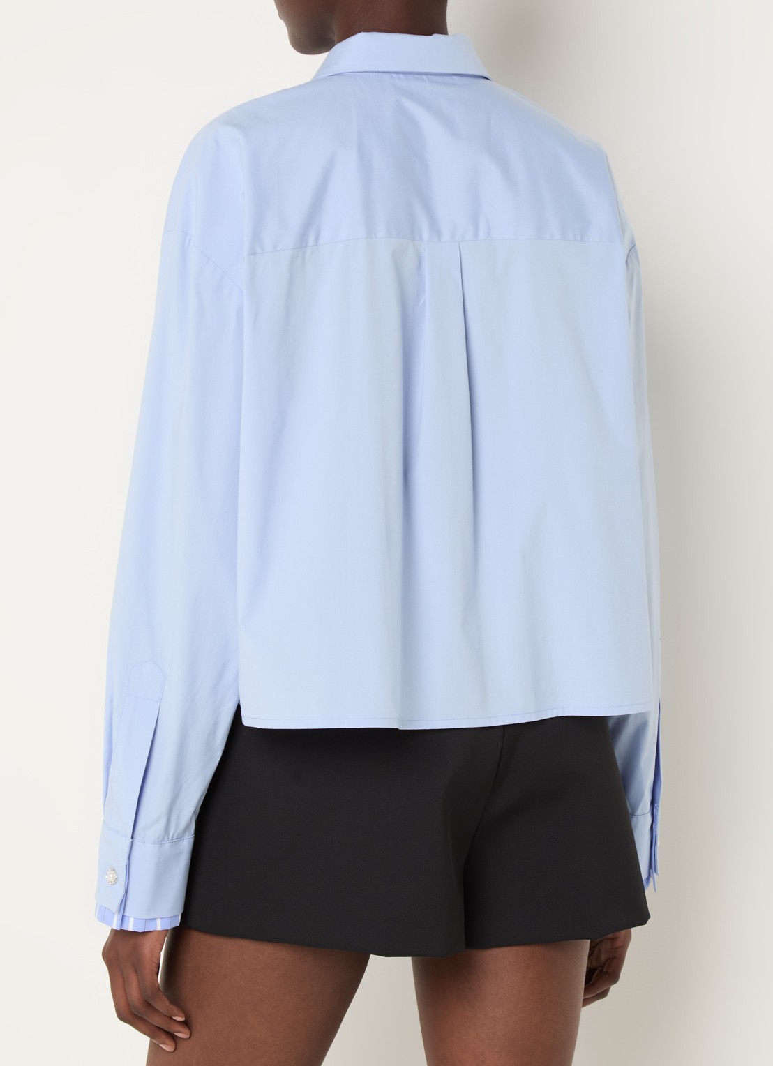 Maje Blouse van  katoen met stropdas - achterkant 3 lichtblauw
