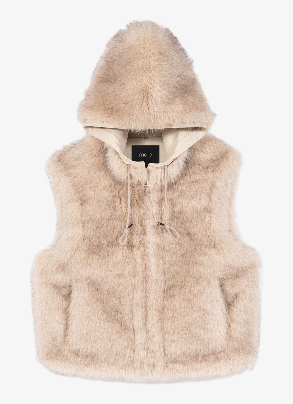 Maje Bodywarmer van imitatiebond - voorkant 5 beige