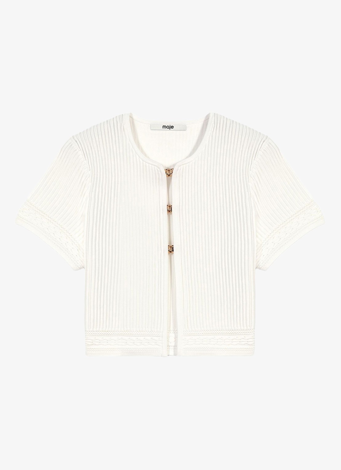 Maje Bolero met ribstructuur - voorkant 2 wit