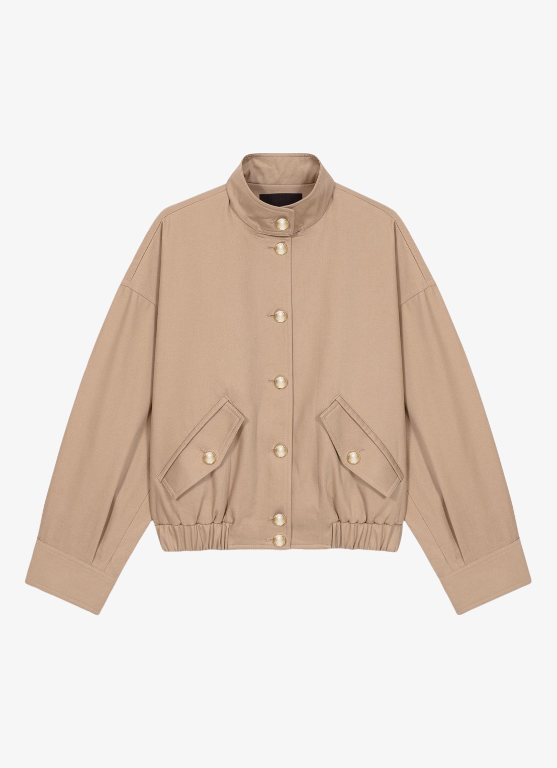 Maje Bomber jack met klepzakken  - voorkant beige