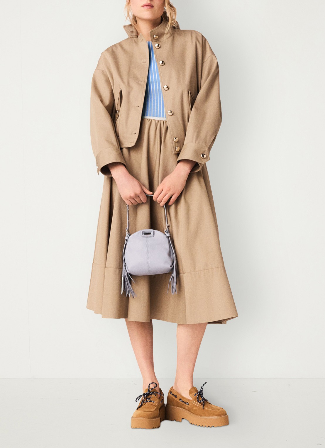 Maje Bomber jack met klepzakken  - voorkant 2 beige