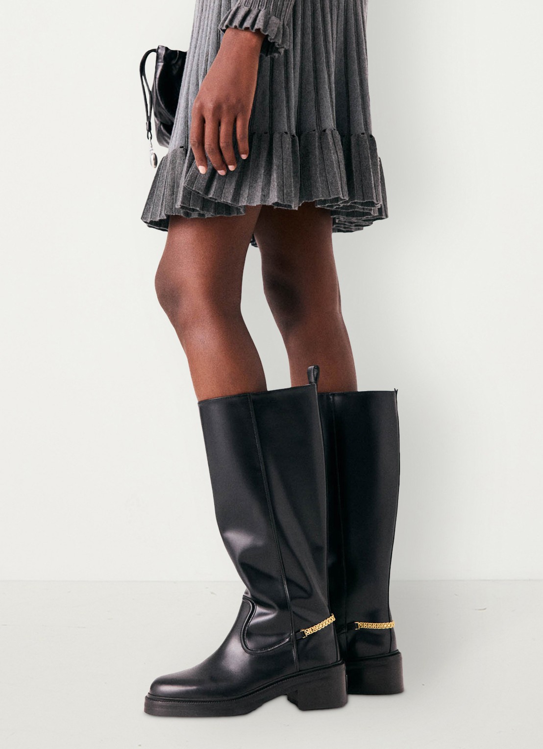 Maje Boots van leer - detail 6 zwart