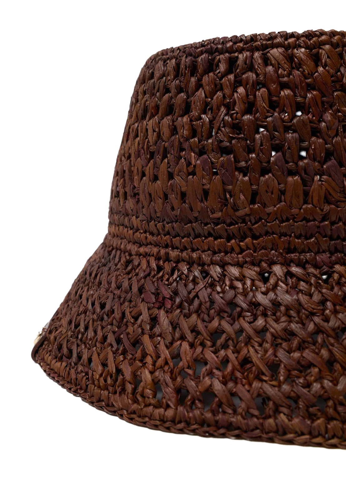 Maje Bucket hoed van raffia - detail 3 bruin