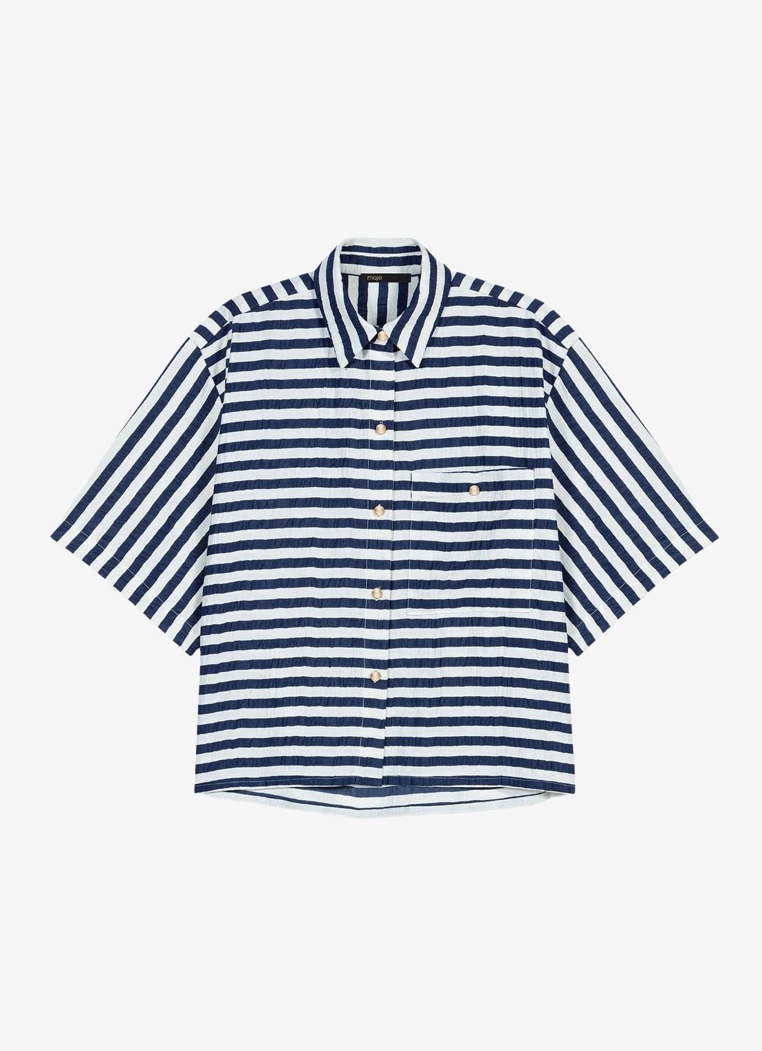 Maje Calais blouse met streepprint - voorkant donkerblauw