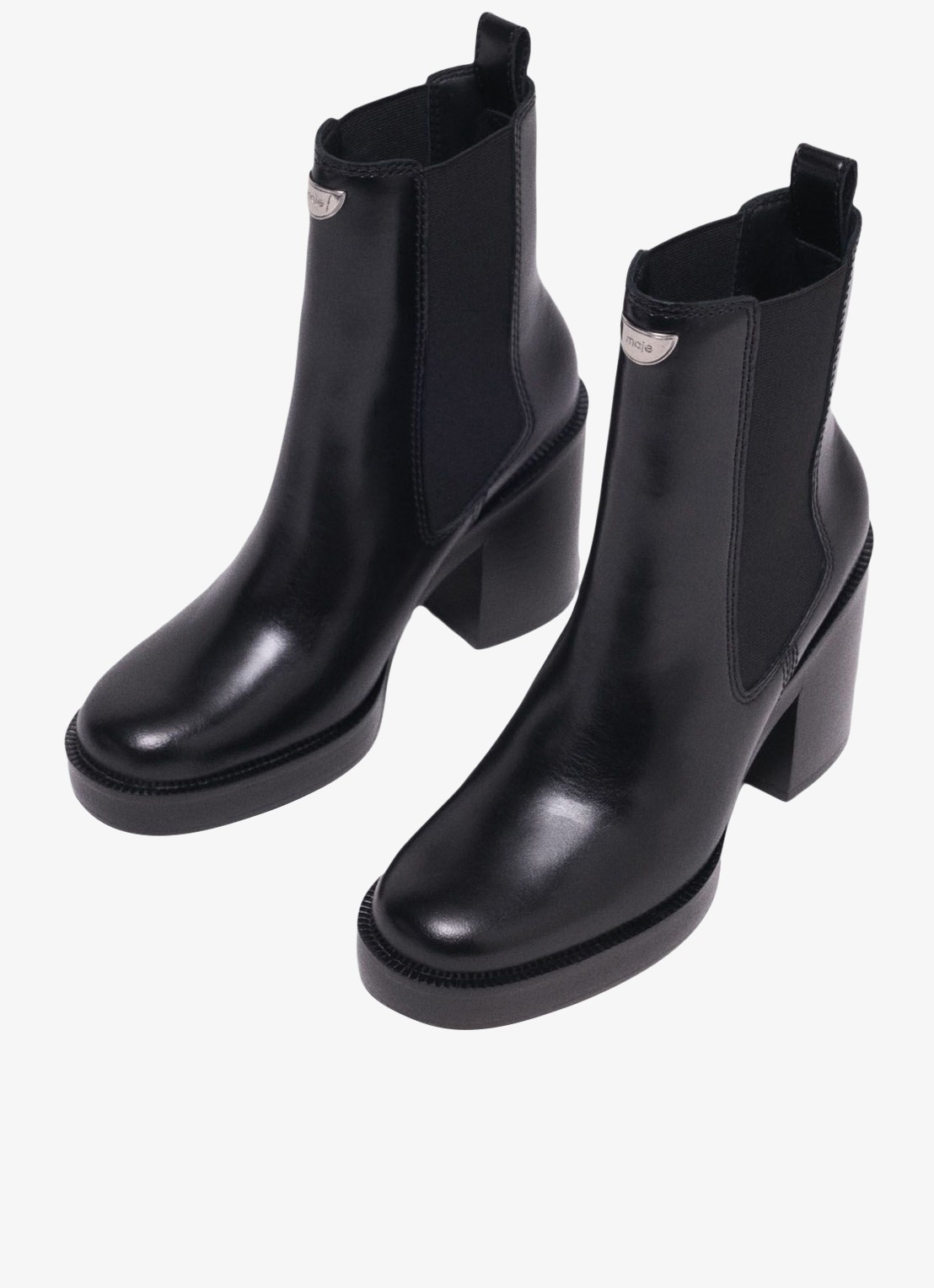 Maje Chelsea boot van leer - detail 3 jeans