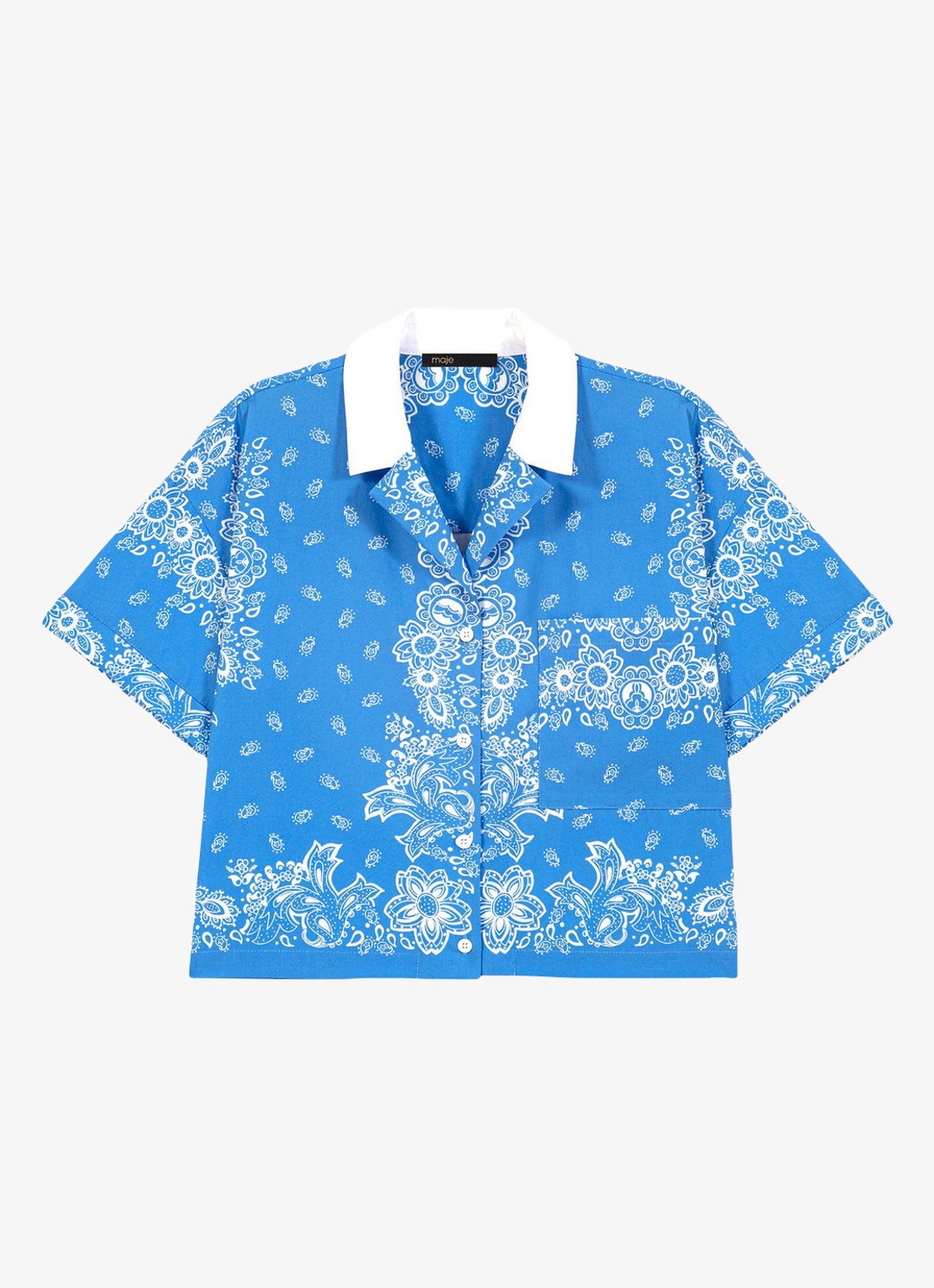 Maje Cinabo blouse met paisley print - voorkant blauw