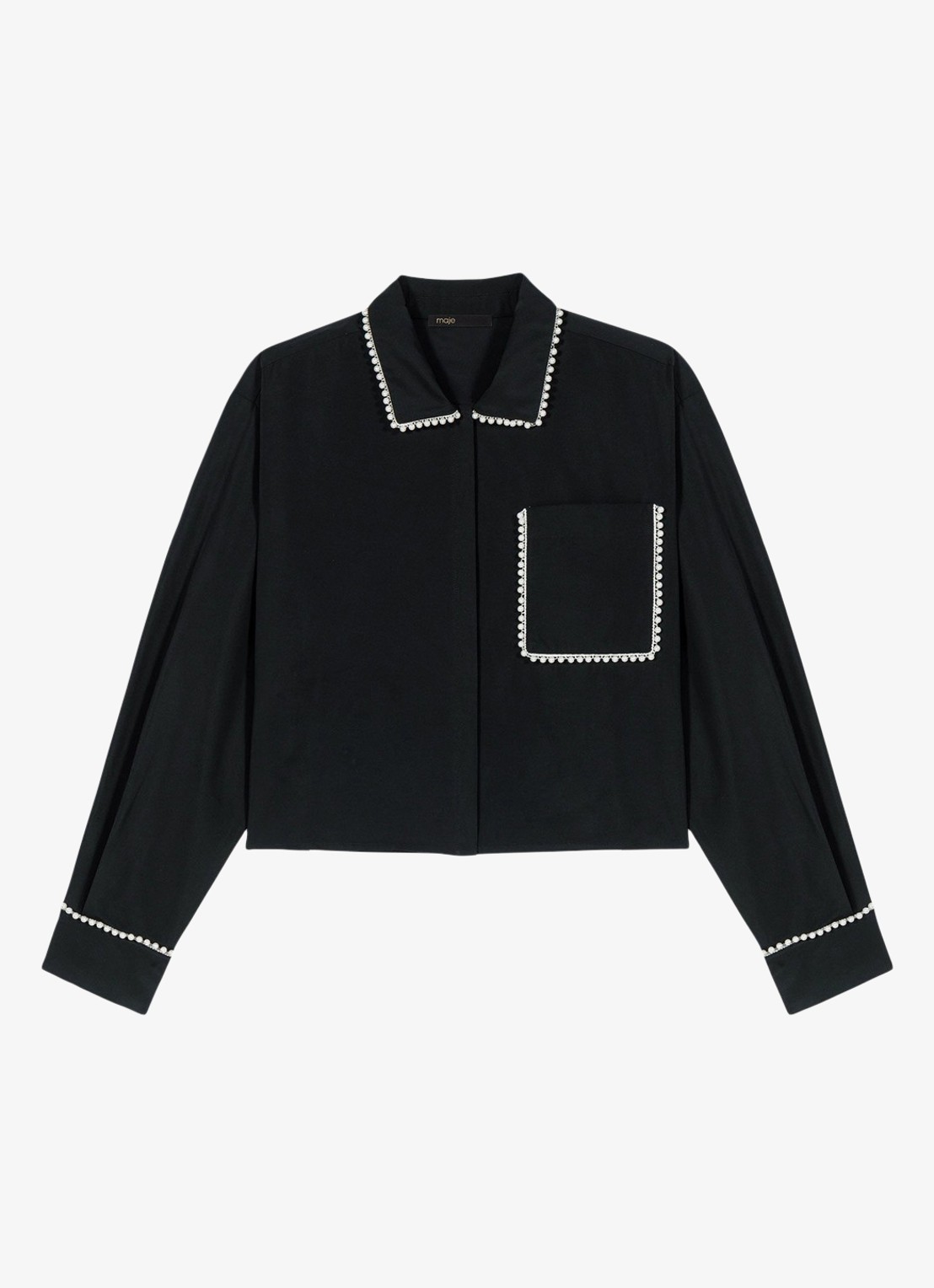Maje Ciperly blouse met borstzak - voorkant zwart