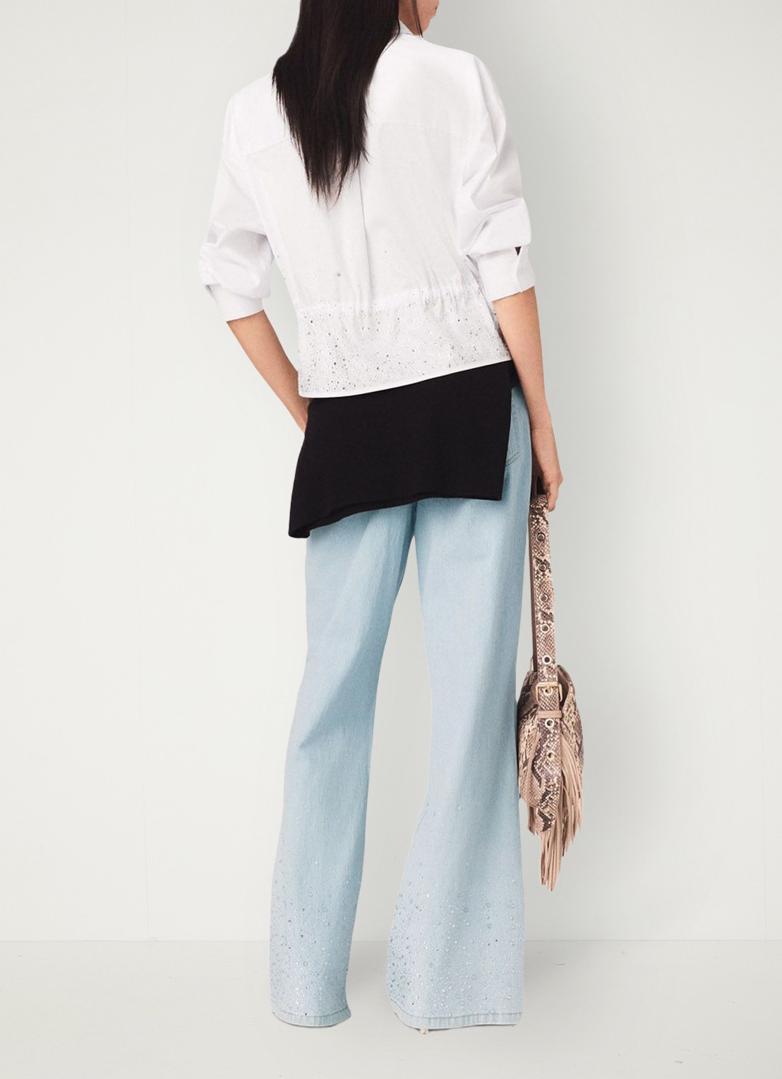 Maje Cisequino blouse met broderie - achterkant wit