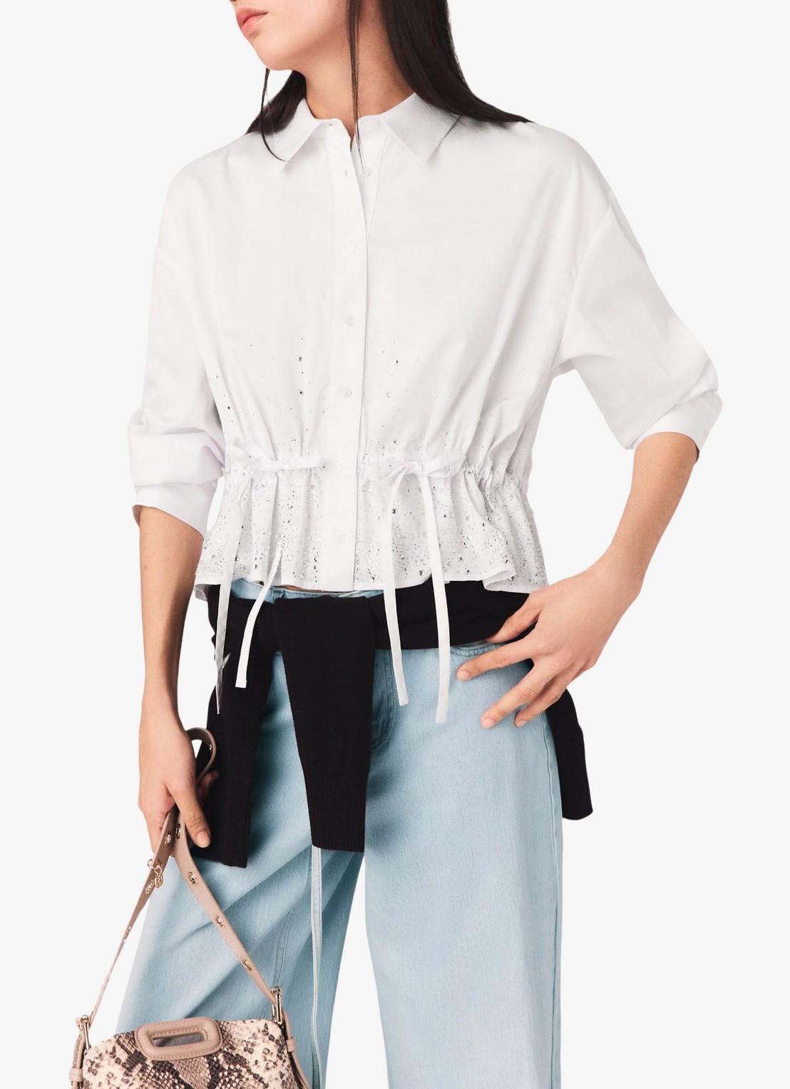 Maje Cisequino blouse met broderie - detail 2 wit