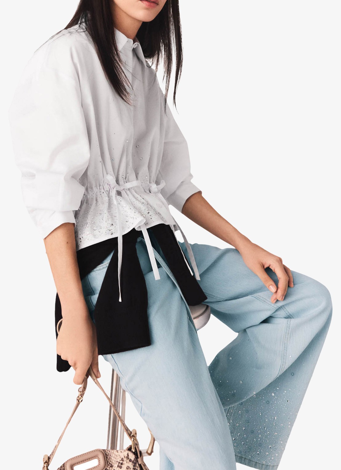 Maje Cisequino blouse met broderie - detail 4 wit