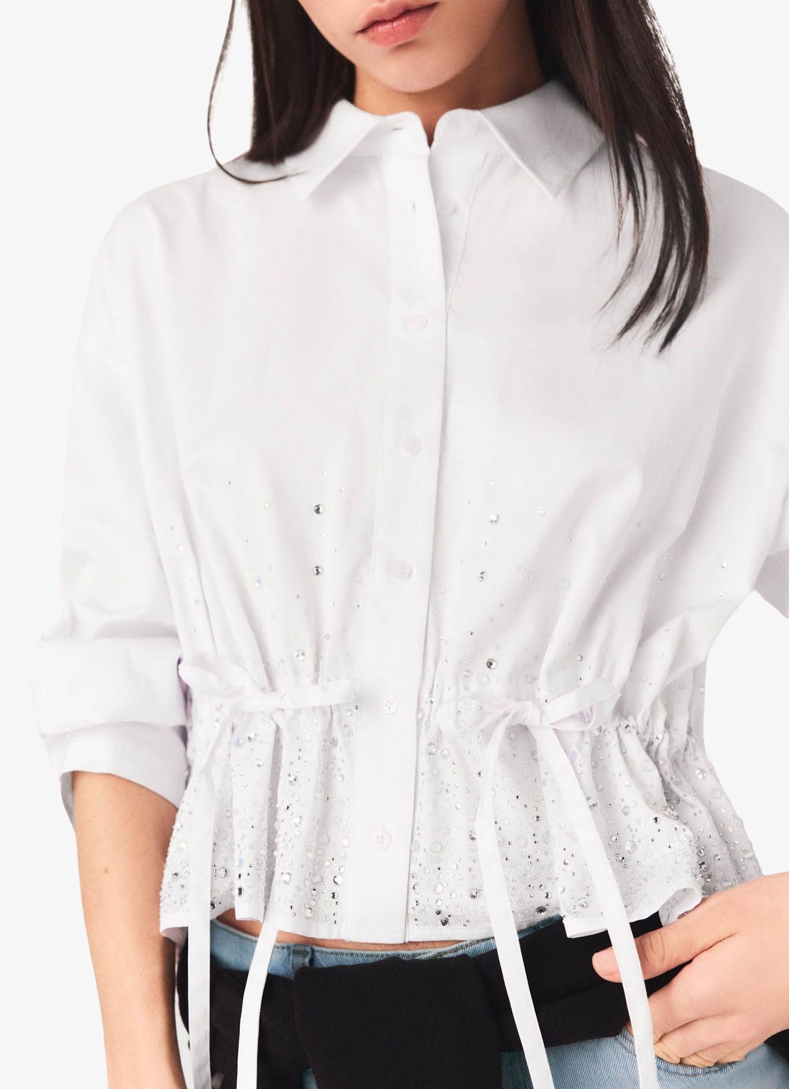 Maje Cisequino blouse met broderie - detail 5 wit