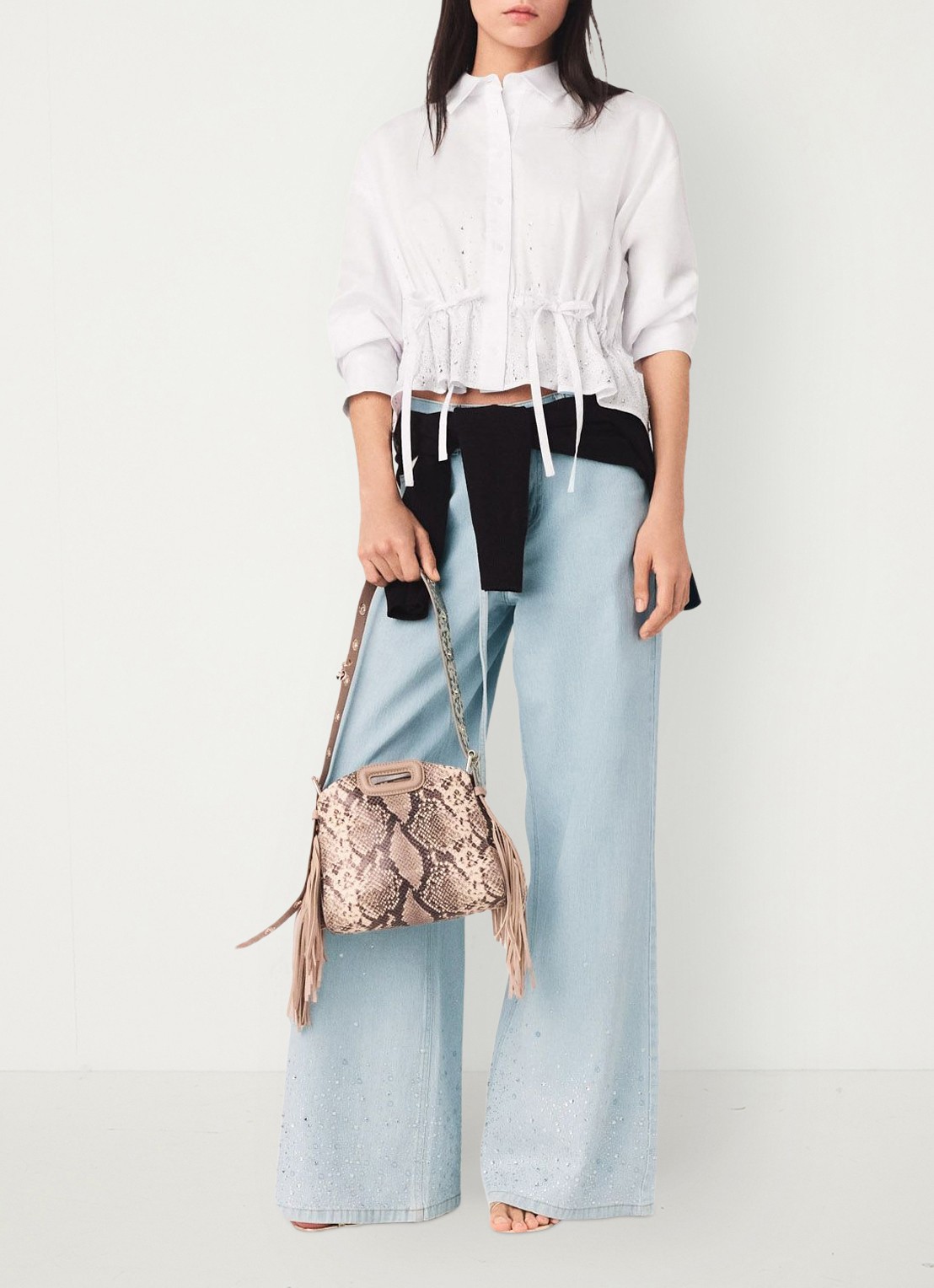 Maje Cisequino blouse met broderie - detail 6 wit