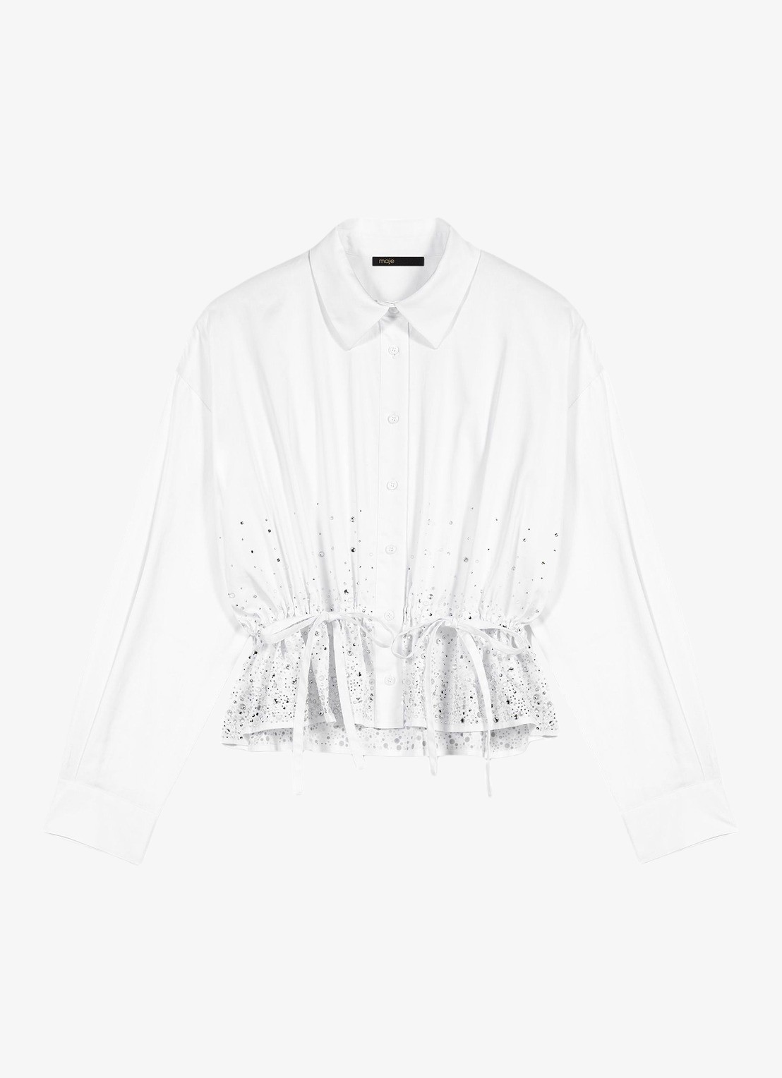 Maje Cisequino blouse met broderie - voorkant 7 wit