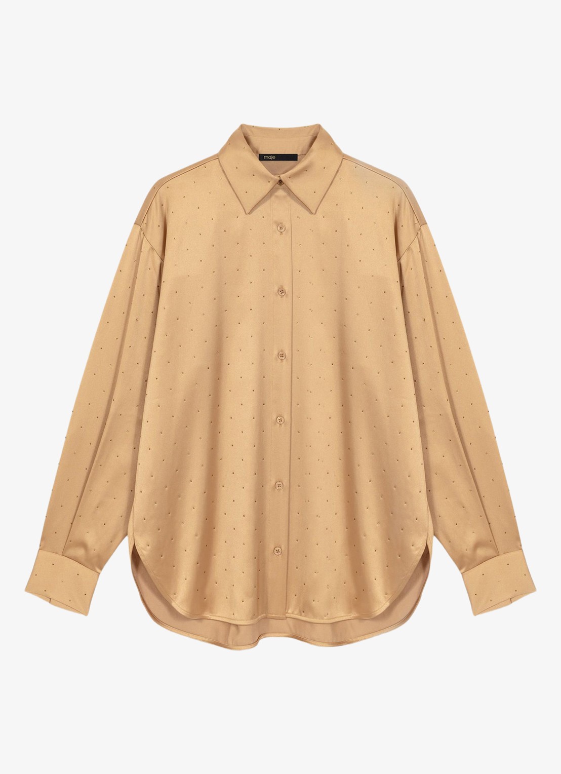 Maje Citerani blouse van satijn met strass - voorkant bruin