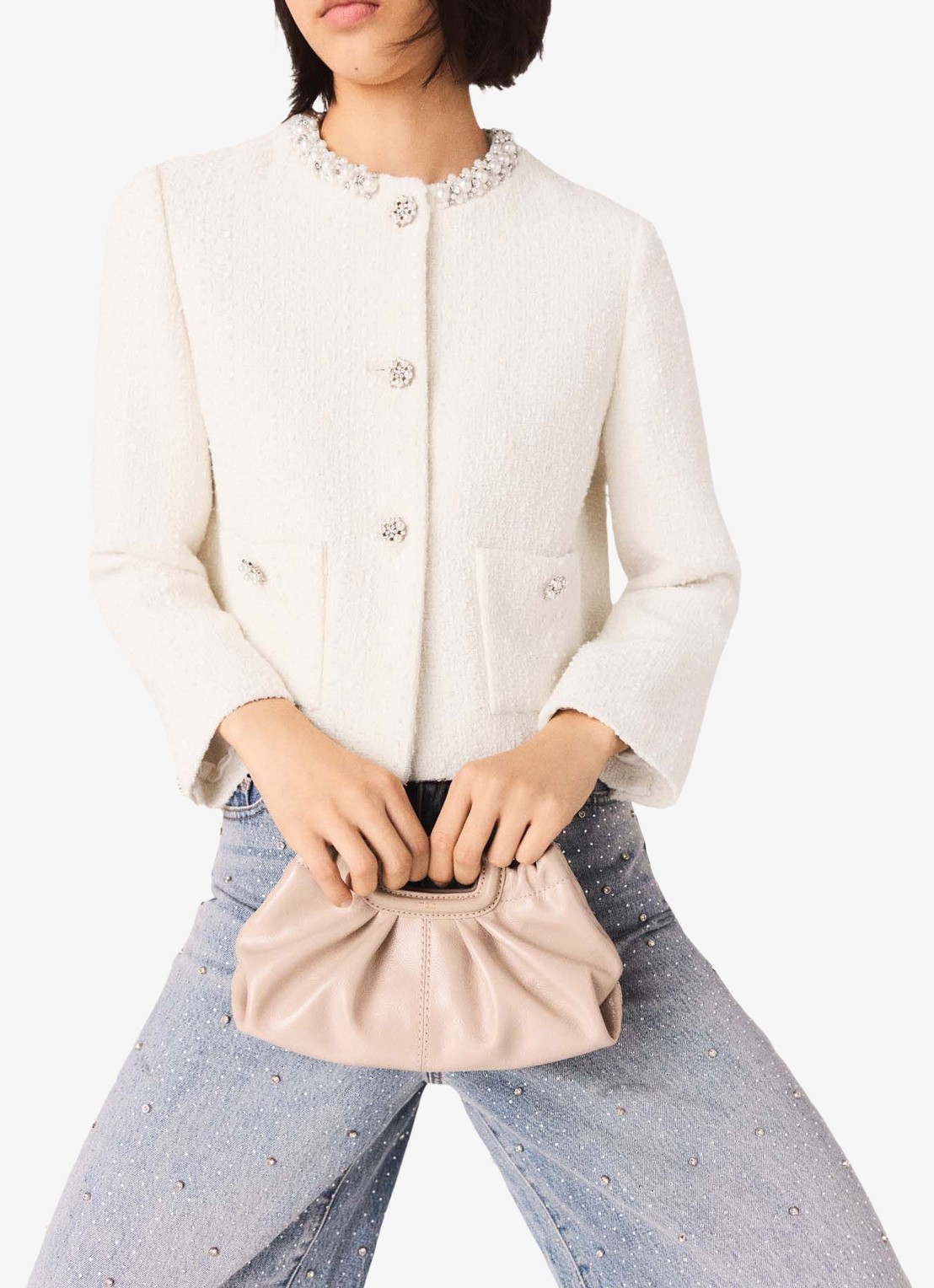 Maje Clutch van lakleer - voorkant 3 beige