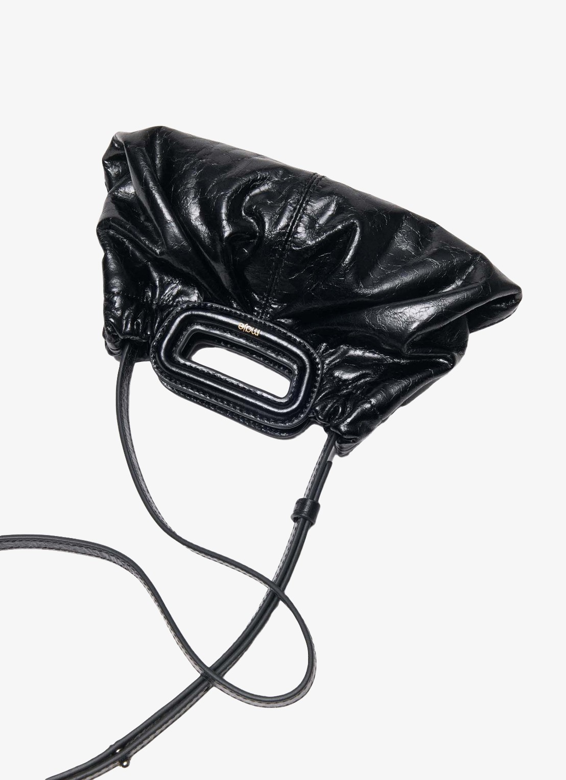 Maje Clutch van leer met afneembare schouderriem - detail 3 zwart