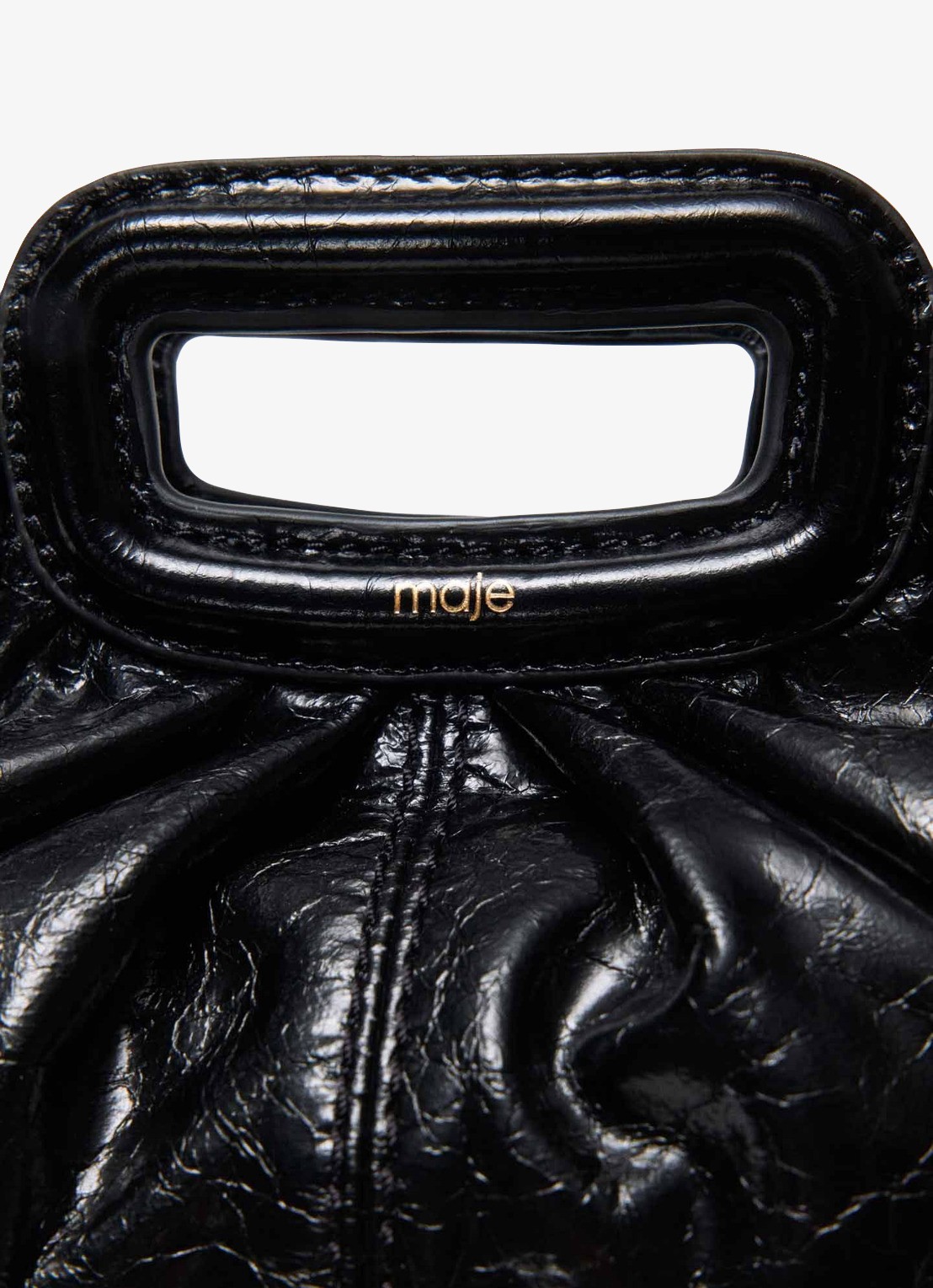 Maje Clutch van leer met afneembare schouderriem - detail 4 zwart