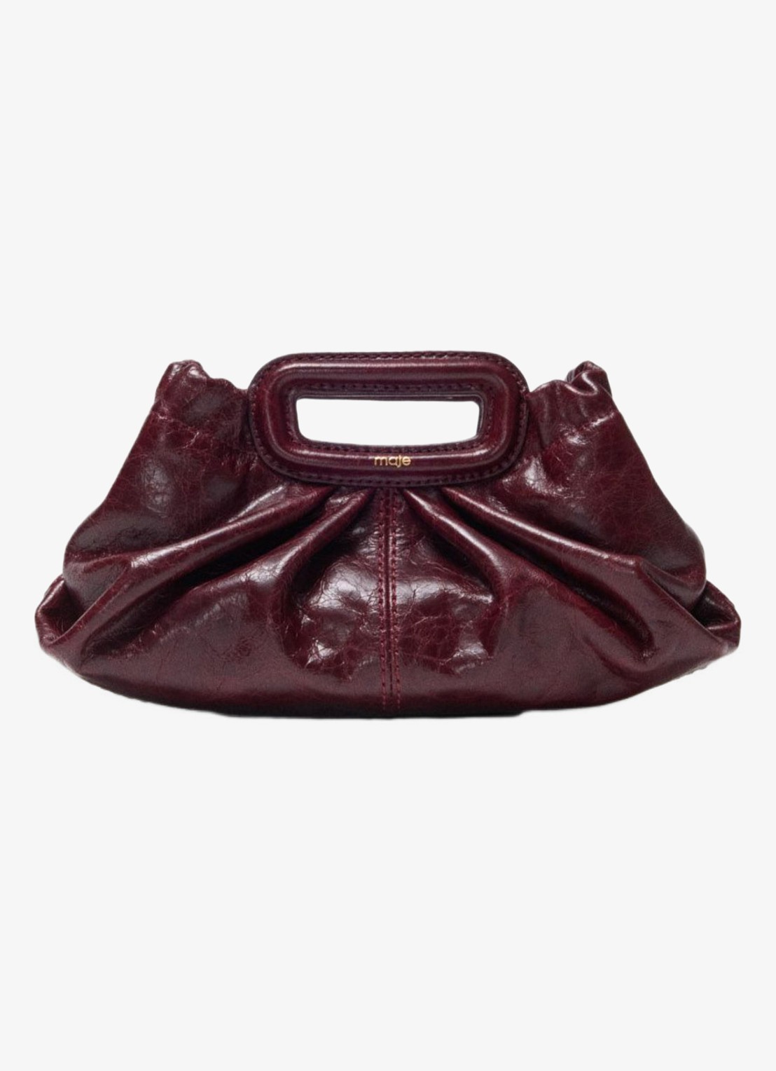 Maje Clutch van leer met afneembare schouderriem - voorkant bordeauxrood