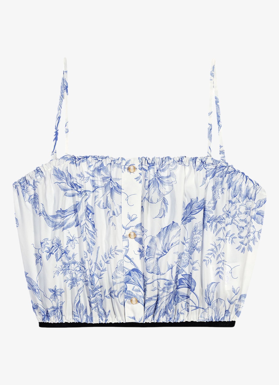 Maje Crop top in lyocellblend met plooien en print - voorkant 2 blauw