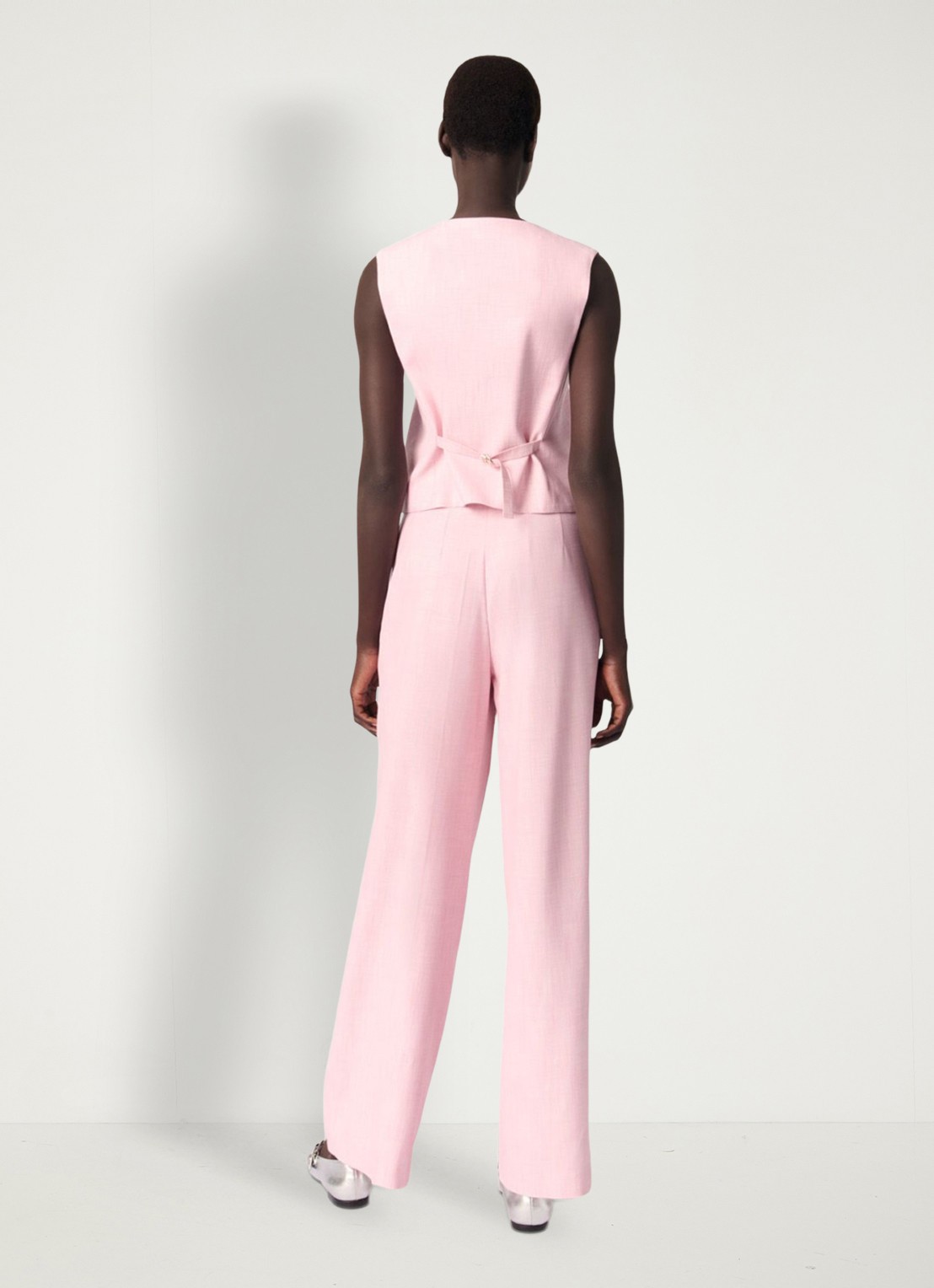 Maje Cropped gilet met gemêleerd dessin - achterkant 8 roze