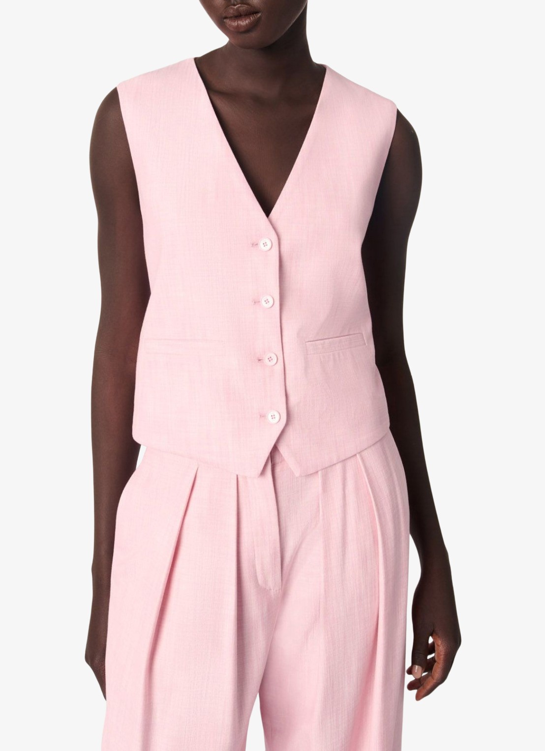 Maje Cropped gilet met gemêleerd dessin - detail 3 roze