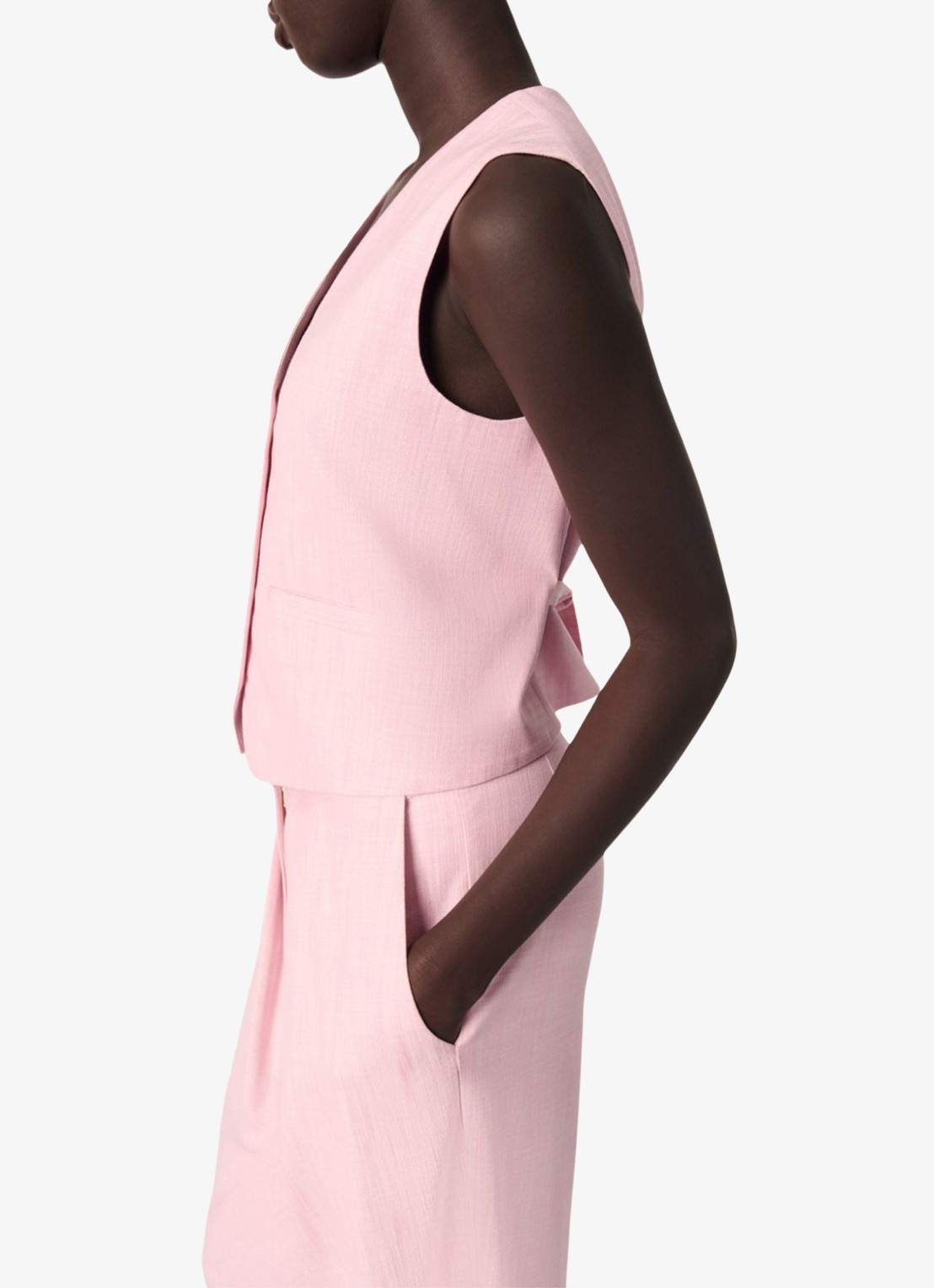 Maje Cropped gilet met gemêleerd dessin - detail 7 roze