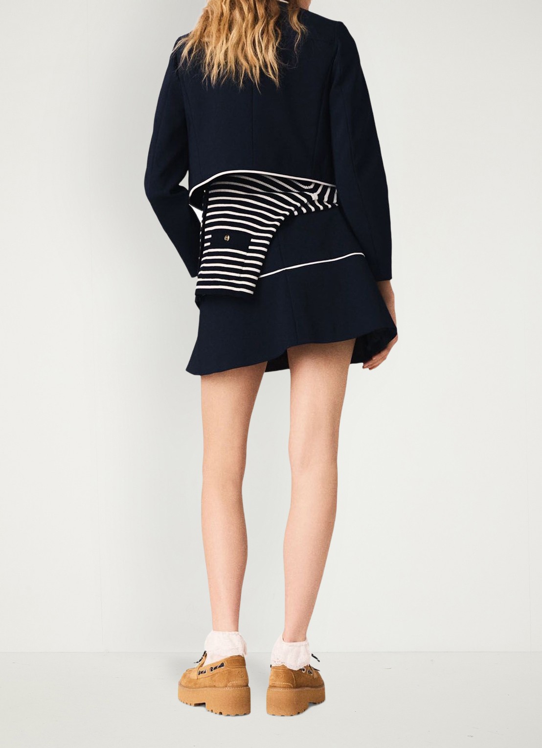 Maje Cropped jack met  borstzakken - achterkant 7 blauw