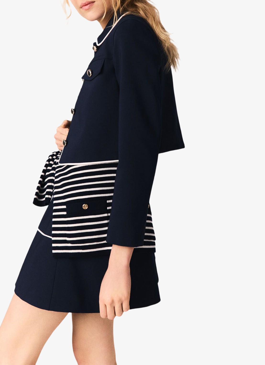 Maje Cropped jack met  borstzakken - detail 2 blauw