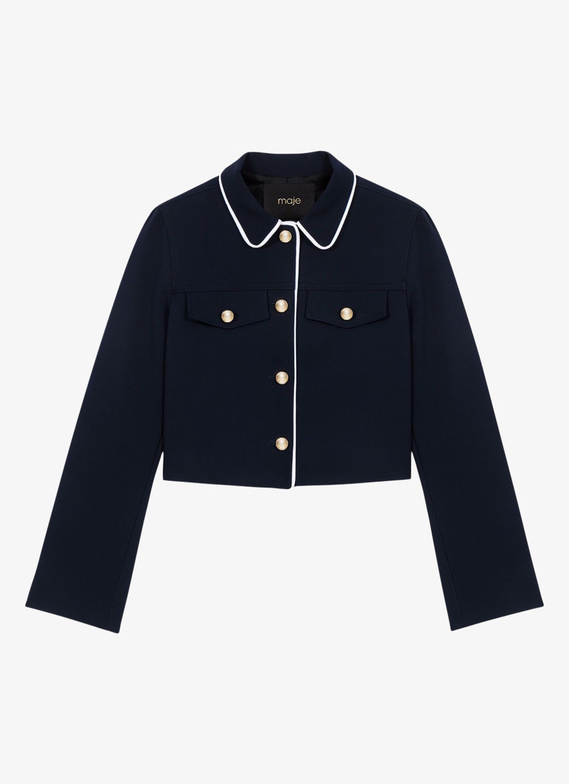 Maje Cropped jack met  borstzakken - voorkant 5 blauw