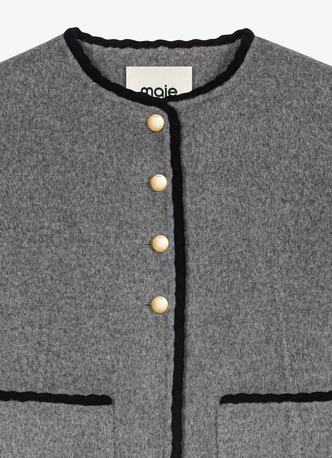 Maje Cropped jack met ronde hals - detail 2 light grey / grijs