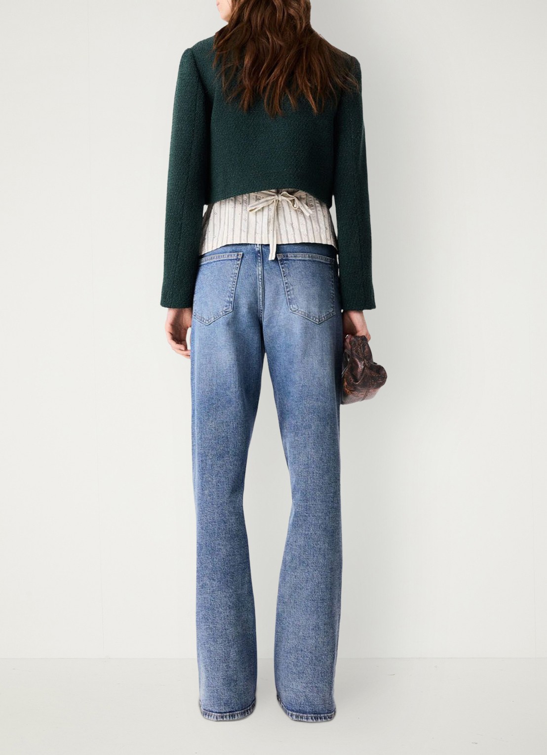 Maje Cropped jack met tweed-look - achterkant groen