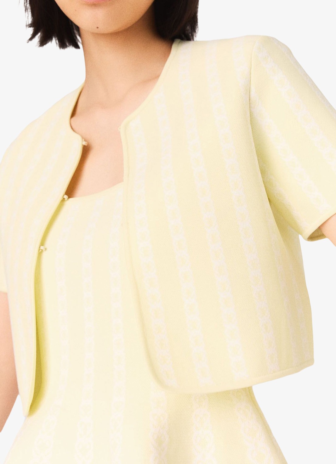 Maje Cropped vest met print - detail 3 geel