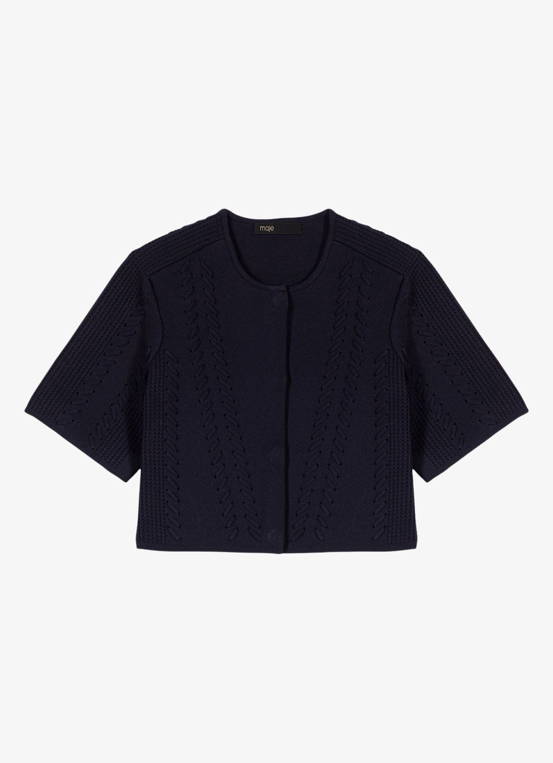 Maje Cropped vest met rijgdetail - voorkant 2 donkerblauw