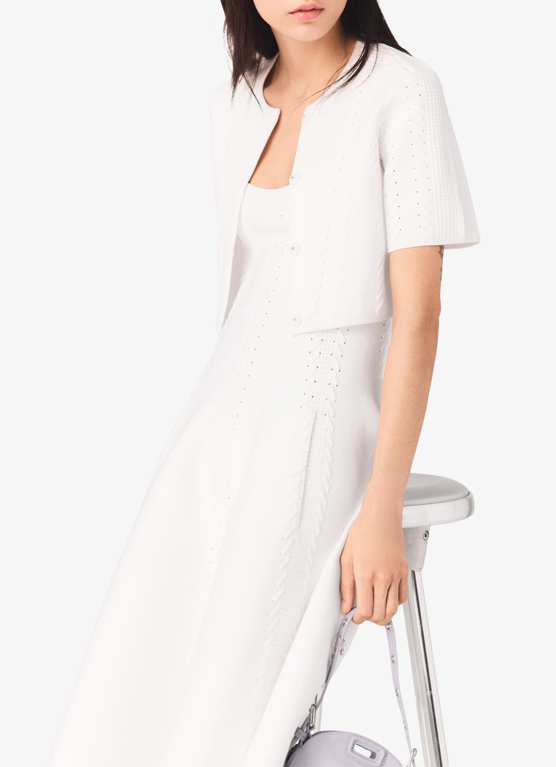 Maje Cropped vest met rijgdetail - detail 2 wit