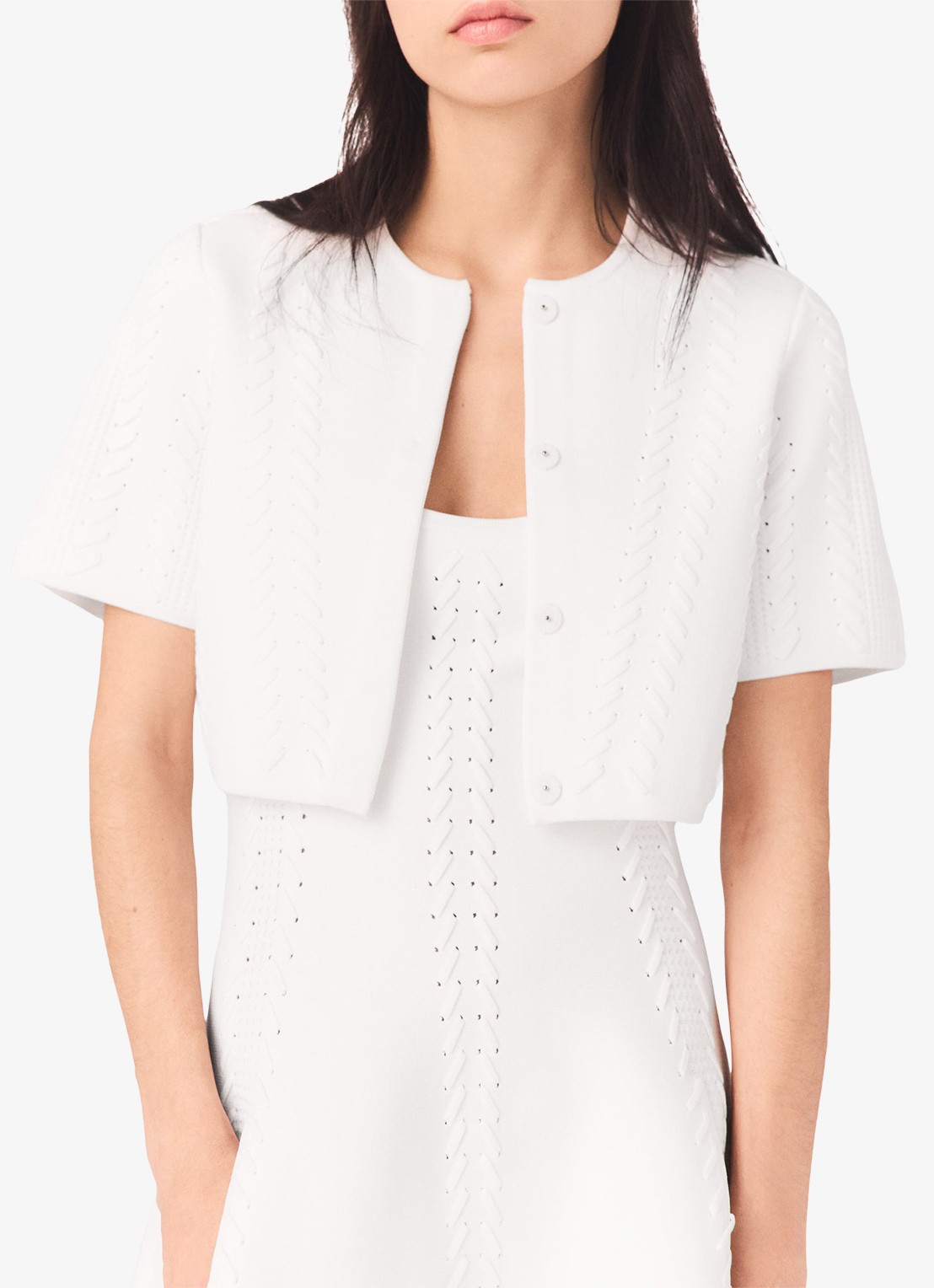 Maje Cropped vest met rijgdetail - detail 4 wit