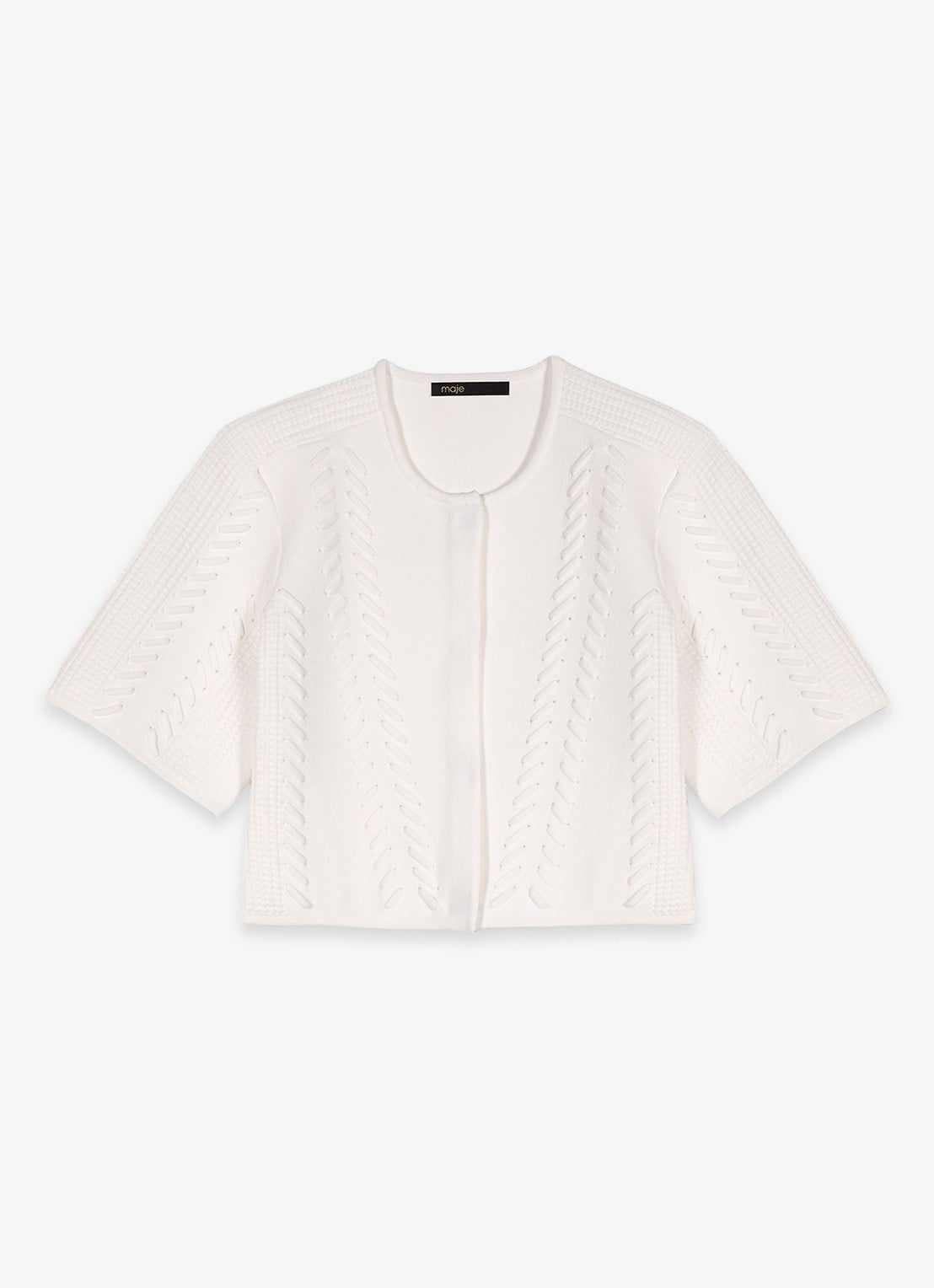 Maje Cropped vest met rijgdetail - voorkant 6 wit